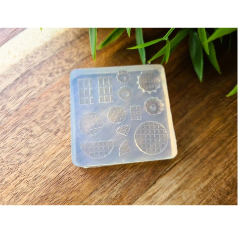 Silicone mold, Set of mini waffles, donuts and chocolate, 13 pcs., ~ 0.4-1.4 cm