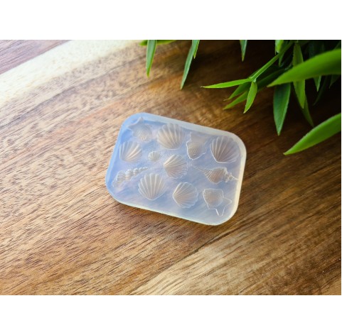 Silicone mold, Mini sea life set, style 5, 12 elements, ~ 0.3-1.4 cm, H:0.2-0.4 cm