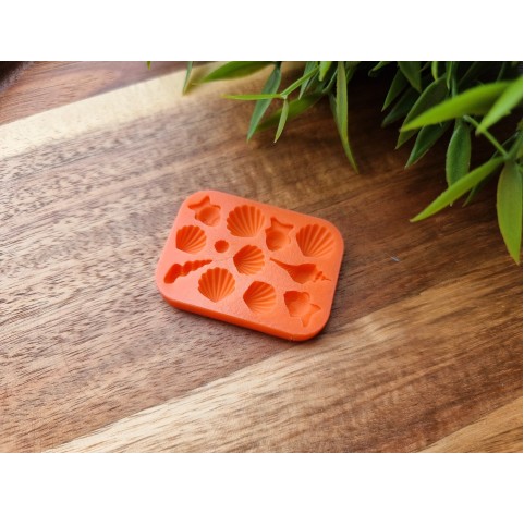 Silicone mold, Mini sea life set, style 5, 12 elements, ~ 0.3-1.4 cm, H:0.2-0.4 cm