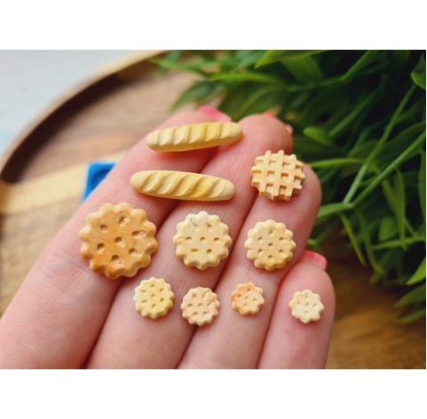 Silicone mold, Set of mini waffles, cookie and bread, 10 elements, ~ 0.5-2 cm, H:0.1-0.4 cm