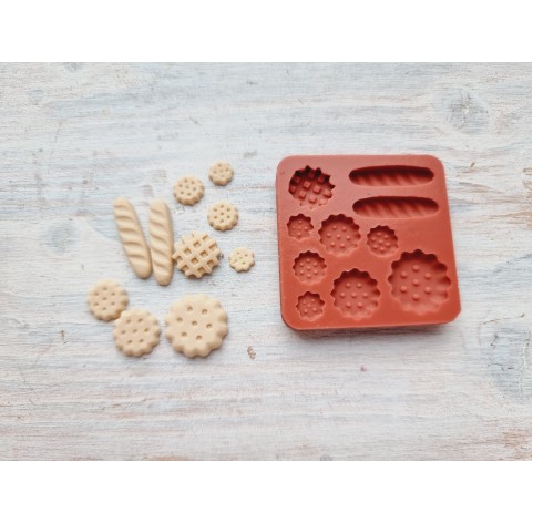 Silicone mold, Set of mini waffles, cookie and bread, 10 pcs., ~ 0.5-2 cm