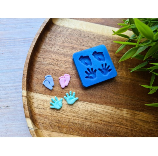 Silicone mold, Feet and hands, 4 pcs., ~ 1.2*1.6 cm, 1.3*1.5 cm, H:0.3 cm