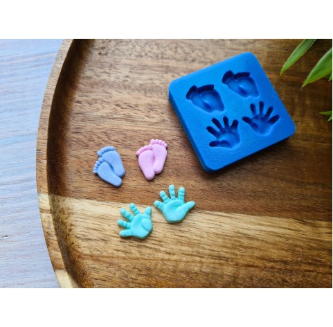 Silicone mold, Feet and hands, 4 elements, ~ 1.2*1.6 cm, 1.3*1.5 cm, H:0.3 cm