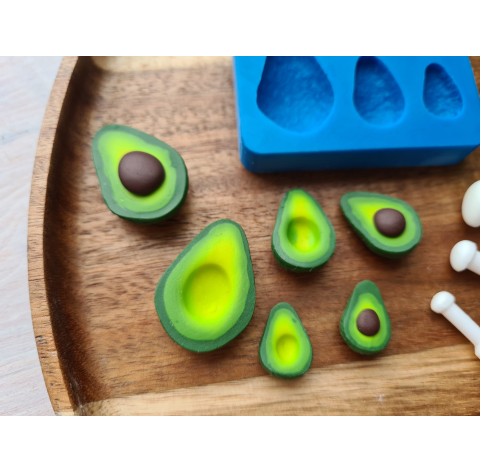 Silicone mold, Avocado, 6 elements, with tools, ~ 1.1-2.2*1.4-4.2 cm, 0.5-0.7*0.7-1.2 cm, H:0.6-0.8 cm