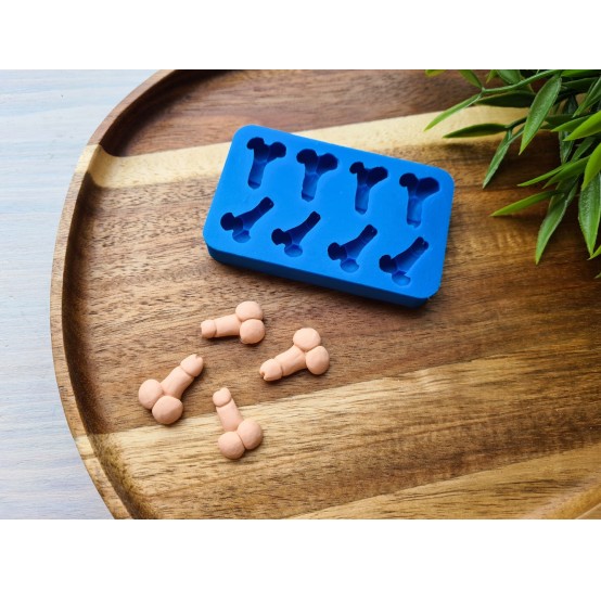 Silicone mold, Miniature realistic Penis, 8 elements, ~ 1.3-1.5*1.8-2.2 cm, H:0.6-0.7 cm