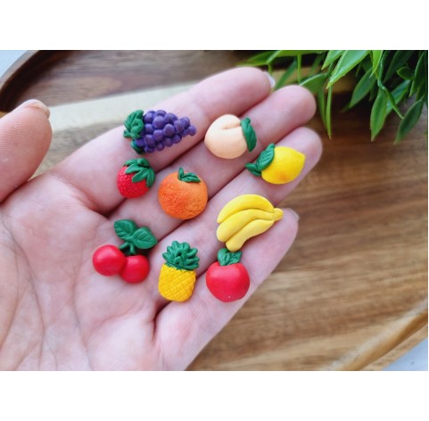 Silicone mold, Mini fruit set, 9 elements, ~ 1-2.3 cm, H:0.6-0.8 cm