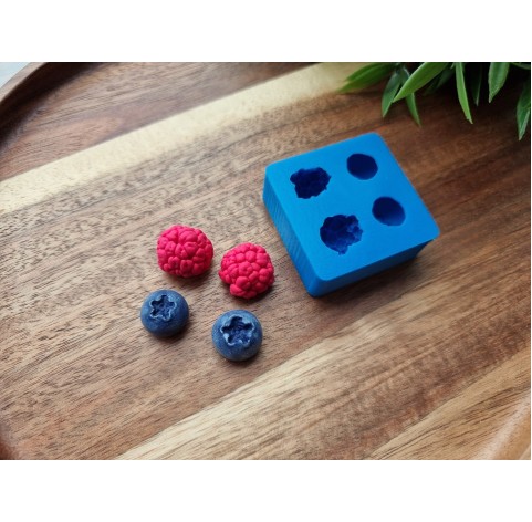 Silicone mold, Raspberry and blueberry, 4 elements, ~ Ø 1.4-1.9 cm, H:0.9-1.1 cm