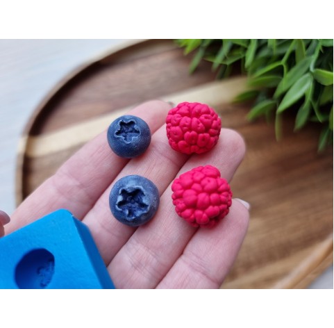 Silicone mold, Raspberry and blueberry, 4 elements, ~ Ø 1.4-1.9 cm, H:0.9-1.1 cm