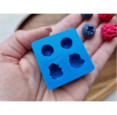 Silicone mold, Raspberry and blueberry, 4 elements, ~ Ø 1.4-1.9 cm, H:0.9-1.1 cm