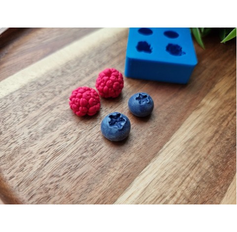 Silicone mold, Raspberry and blueberry, 4 elements, ~ Ø 1.4-1.9 cm, H:0.9-1.1 cm