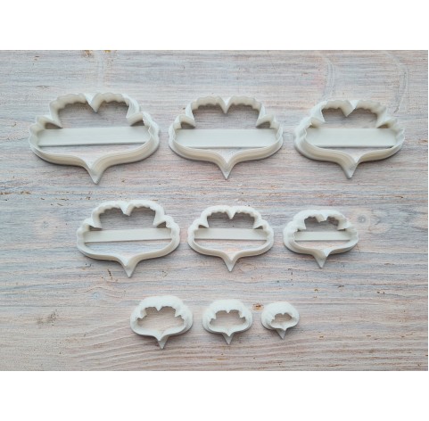 "Ginkgo leaf, style 1", set of 9 cutters, one clay cutter or FULL set