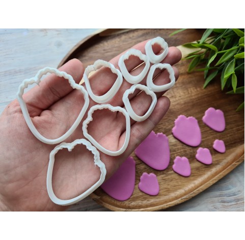 "Peony petal, style 1", set of 8 cutters, one clay cutter or FULL set