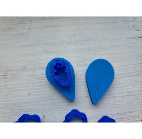 "Oak leaf small" silicone veiner and cutter set, one clay cutter or FULL set