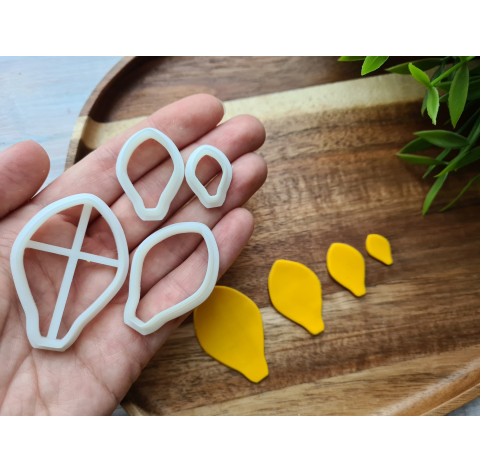"Lily petal, style 2", set of 4 cutters, one clay cutter or FULL set
