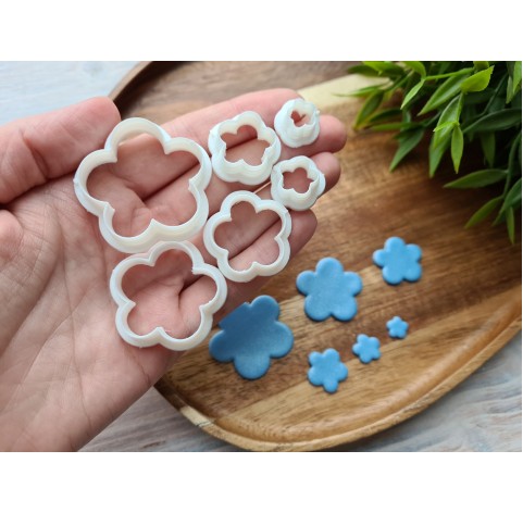 "Flower, style 3", set of 6 cutters, one clay cutter or FULL set