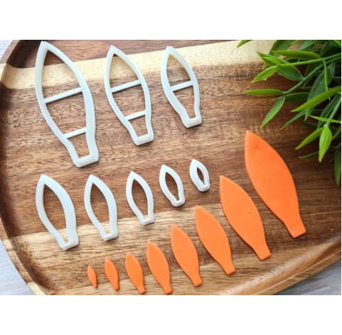 "Leaf/petal, style 2", set of 8 cutters, one clay cutter or FULL set