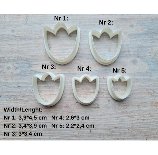 "Tulip", set of 5 cutters, one clay cutter or FULL set
