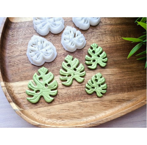 "Monstera leaf, style 3", set of 4 cutters, one clay cutter or FULL set