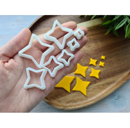 "Four pointed star", set of 7 cutters, one clay cutter or FULL set