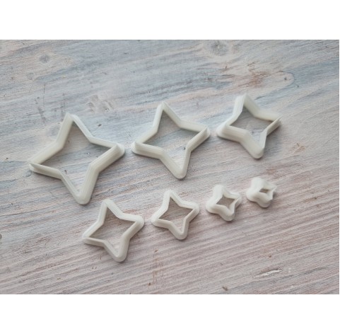 "Four pointed star", set of 7 cutters, one clay cutter or FULL set
