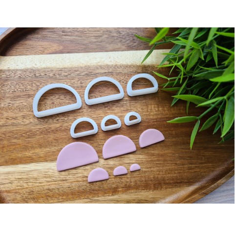 "Semicircle, style 1, rounded edges", set of 6 cutters, one clay cutter or FULL set