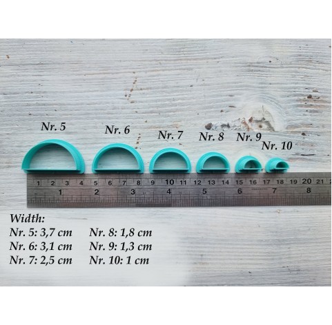 "Semicircle, style 2, sharp edges" one clay cutter or FULL set