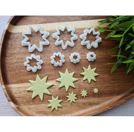 "Eight point star", set of 7 cutters, one clay cutter or FULL set