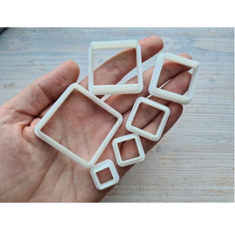 "Square, style 2, rounded edges", set of 6 cutters, one clay cutter or FULL set