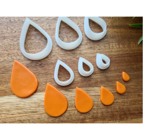 "Drop, style 1", set of 6 cutters, one clay cutter or FULL set