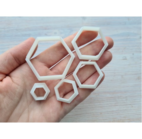 "Hexagon", set of 5 cutters, one clay cutter or FULL set