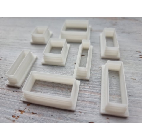 "Rectangle", set of 8 cutters, one clay cutter or FULL set
