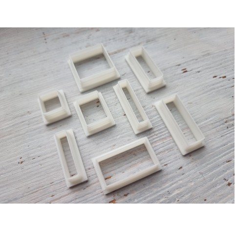 "Rectangle", set of 8 cutters, one clay cutter or FULL set