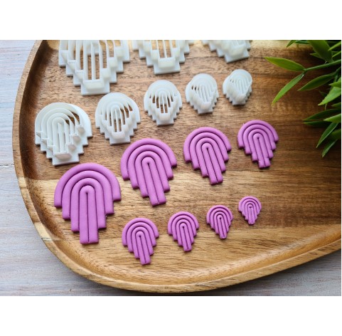 "Earring, style 1, arch", set of 8 cutters, one clay cutter or FULL set