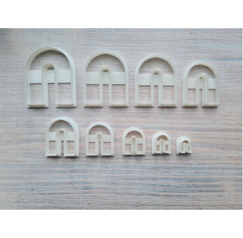 "Earring, style 2, arch", set of 9 cutters, one clay cutter or FULL set