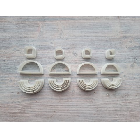 "Earring, style 16, 3 parts", set of 4 cutters, one clay cutter or FULL set