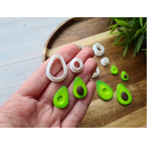 "Avocado, 2 parts", set of 3, cutters one clay cutter or FULL set