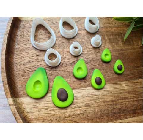 "Avocado, 2 parts", set of 3, cutters one clay cutter or FULL set