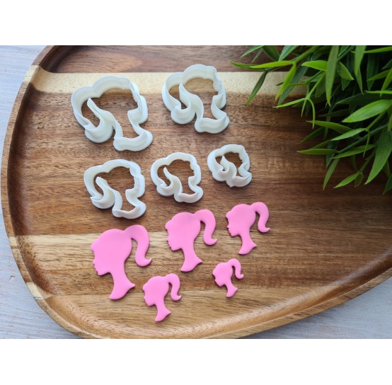 "Girl doll face",  set of 5 cutters, one clay cutter or FULL set