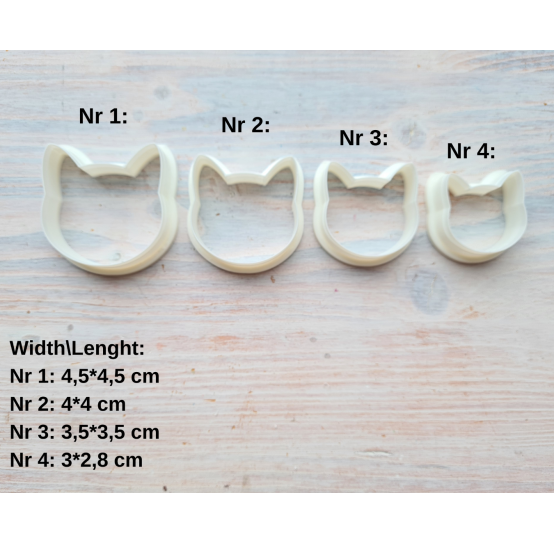 "Cat, style 2", set of 4 cutters, one clay cutter or FULL set