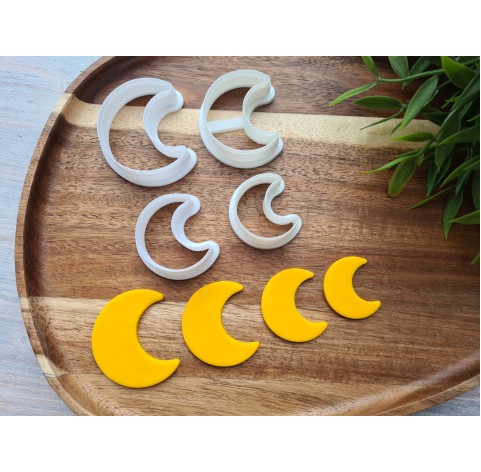 "Crescent moon, style 1", set of 4 cutters, one clay cutter or FULL set