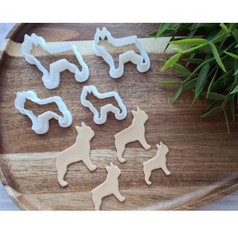 "French bulldog", set of 4 cutters, one clay cutter or FULL set