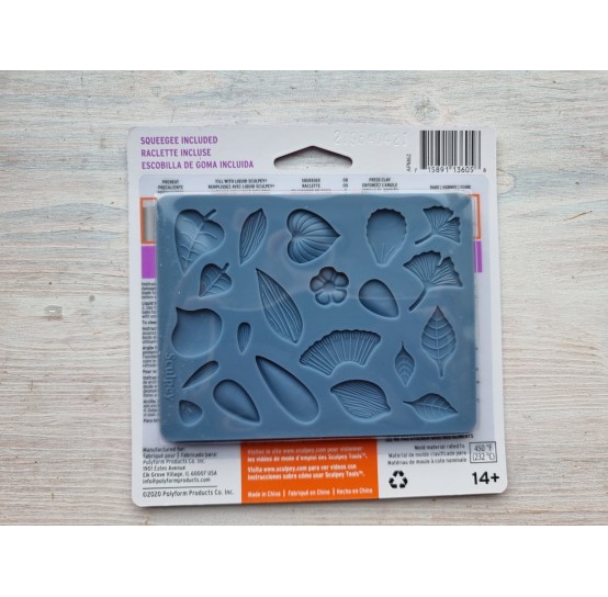 Sculpey silicone mold for plastic, "Flowers", 9.5*12.4 cm + squeegee