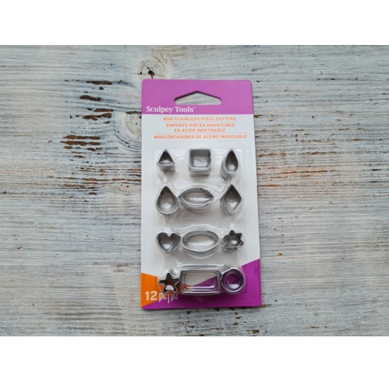 Set of metal cutters, for cutting plastic pearls "Basic Shapes", 12 pcs., 1.2*1-2.2*1.2 cm