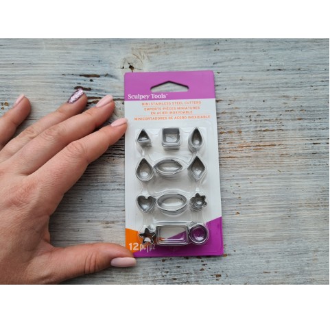 Set of metal cutters, for cutting plastic pearls "Basic Shapes", 12 pcs., 1.2*1-2.2*1.2 cm