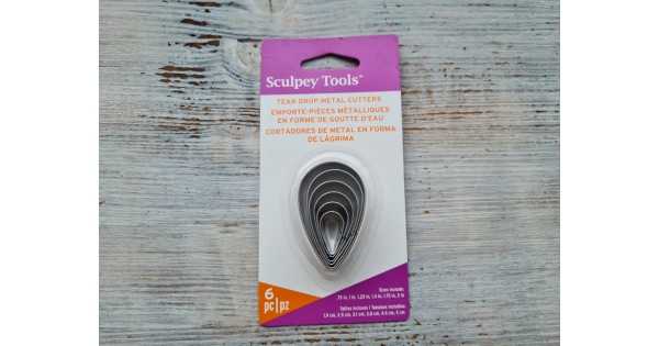 Set of metal cutters Sculpey Drops, 6 pcs., Modeling tools for sculpting,  for home decor