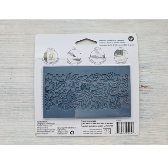 Sculpey silicone mold for plastic, "Lace", 7.5*12.6 cm + squeegee