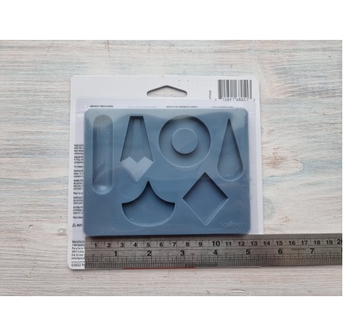 Sculpey silicone mold for plastic, "Geometric Jewelry", 9.5*12.5 cm + squeegee "