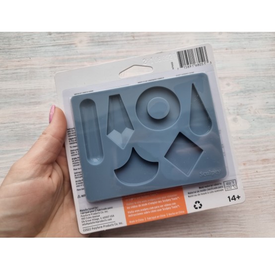 Sculpey silicone mold for plastic, "Geometric Jewelry", 9.5*12.5 cm + squeegee "