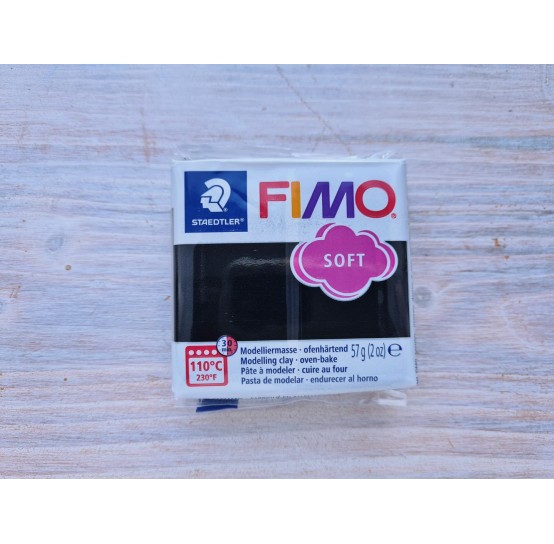 FIMO Soft oven-bake polymer clay, black, Nr. 9, 57 gr