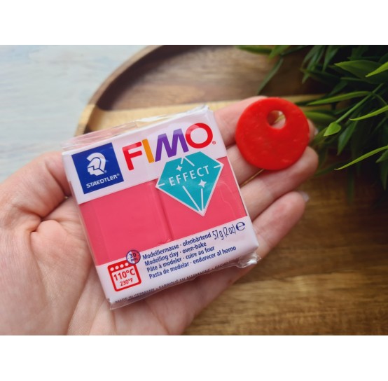 FIMO Effect, red (translucent), Nr. 204, 57g (2oz), oven-hardening polymer clay, STAEDTLER